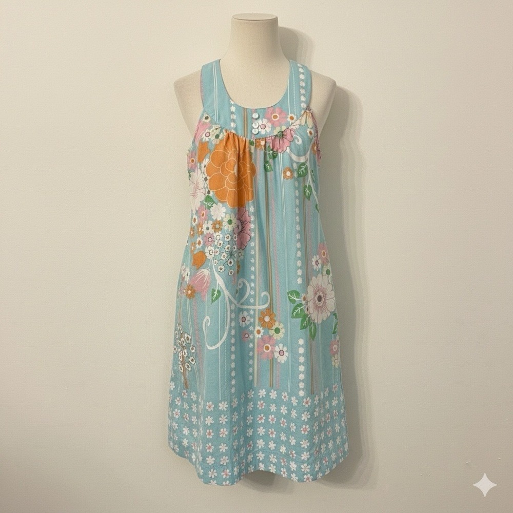 Red Camel Girls 3 Junior XS Mod Floral Halter Dress Retro‎ Hippie Boho 60s 70s